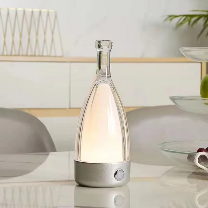 Vinflaske Bordlampe med Bluetooth Højttaler – Genopladelig Moderne Natlampe