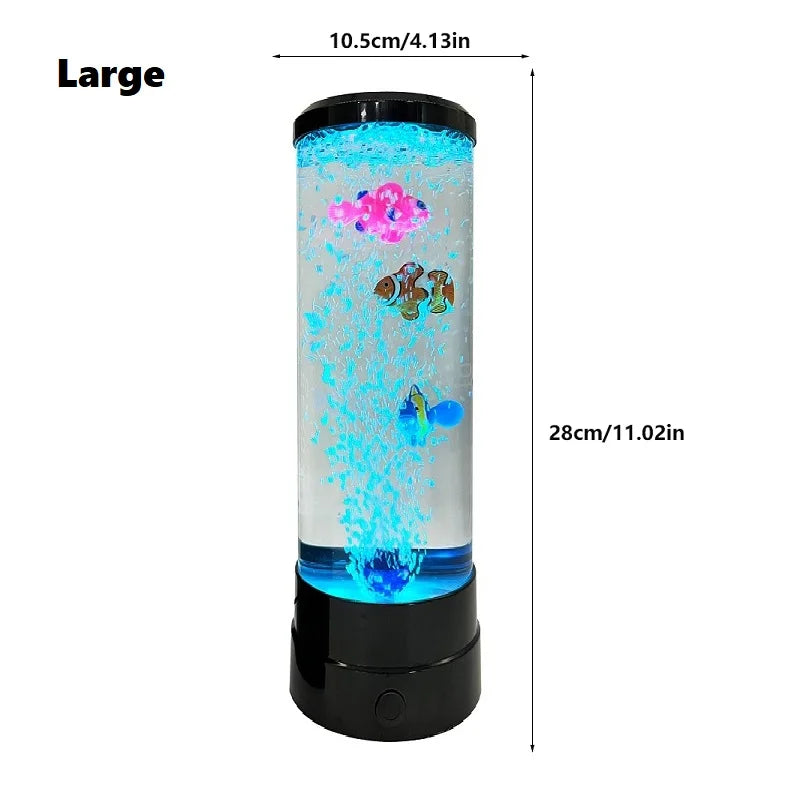 Simuleret LED farverig stor boble fiskelampe akvarium tank USB natlys til hjemmekontor, soveværelse, stue