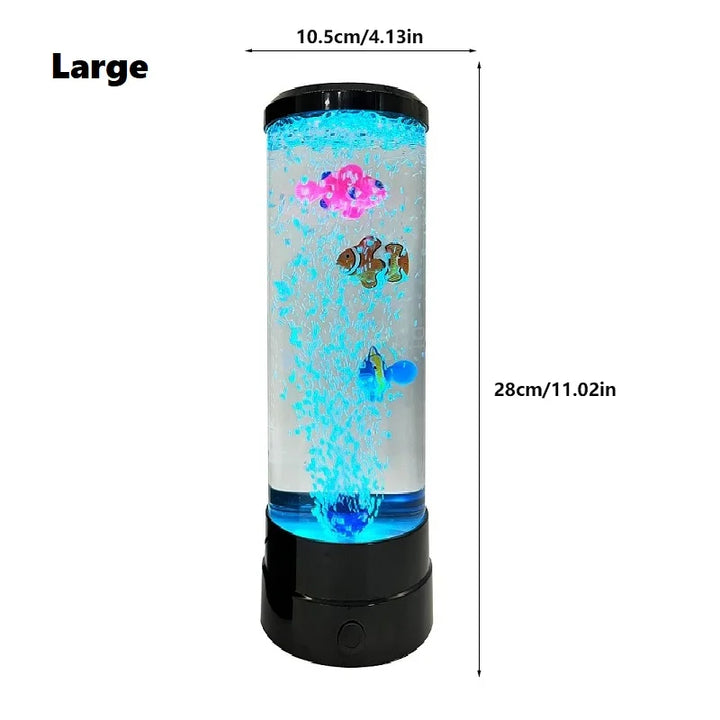Simuleret LED farverig stor boble fiskelampe akvarium tank USB natlys til hjemmekontor, soveværelse, stue