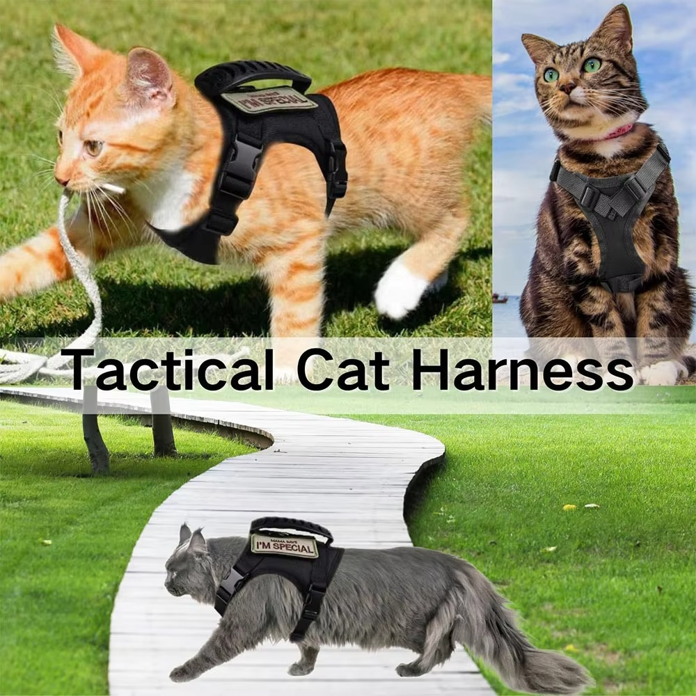 Justerbart Taktisk Kæledyrsele med Kontrolhåndtag til Katte og Store Hunde