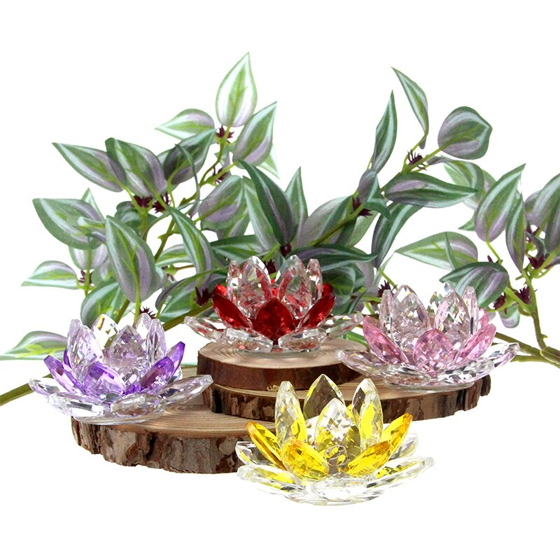 Krystal Lotus Blomst Håndlavet Glas Papirvægt Hjem Deko Ornamenter Figurer Hjem Bryllup Fest Dekoration Gaver Souvenir