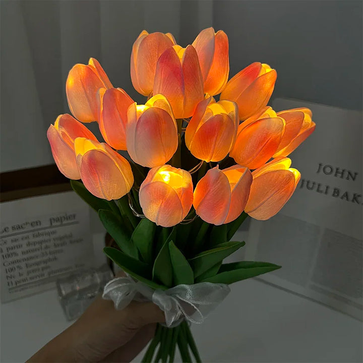 LED-lampe med kunstig tulipanbukket, perfekt til gaver eller som dekorationer til bryllupsfester