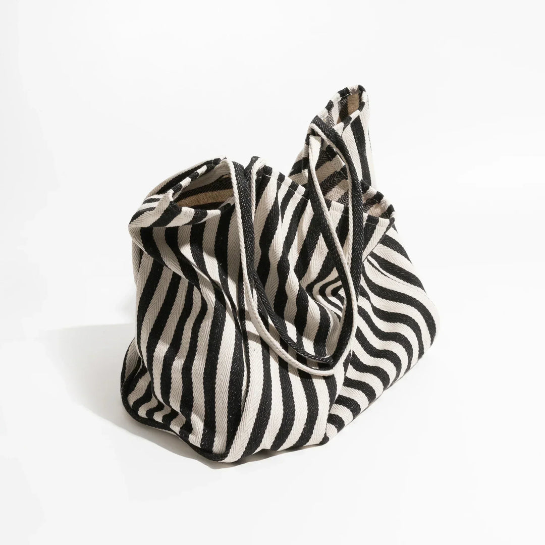 Stribet linned tote bag