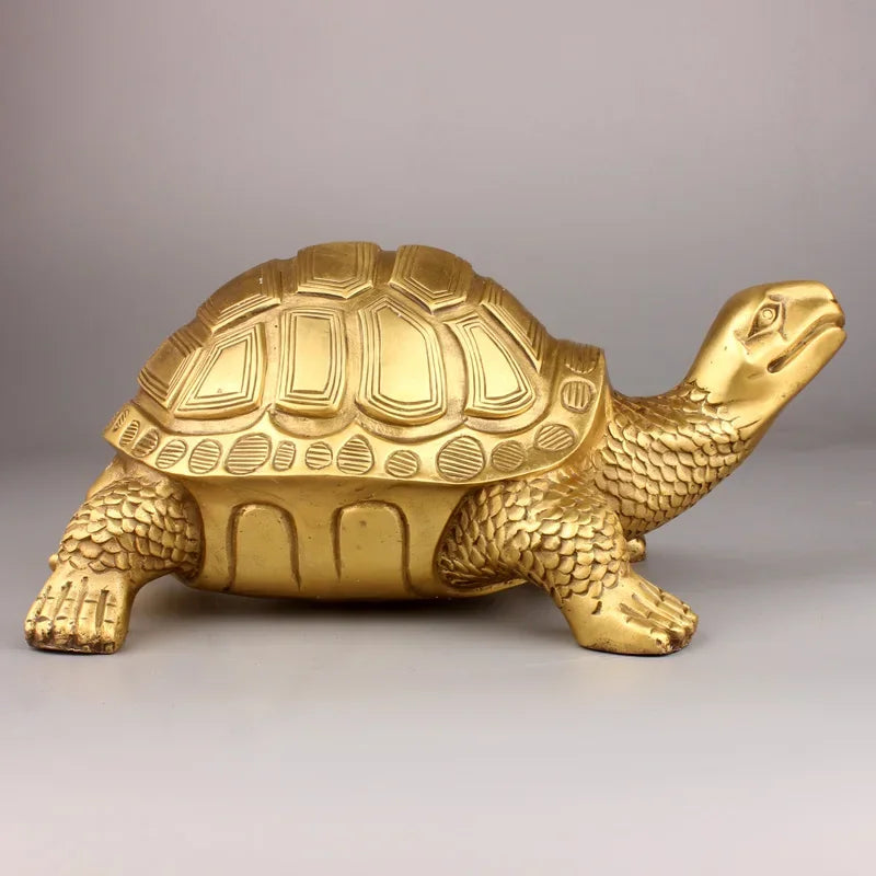 Messing Feng Shui Skildpadde Statue Heldigt Dyr Skulptur for Lang Leve Hjem Kontor Dekoration Figurin Gave Studie Ornament