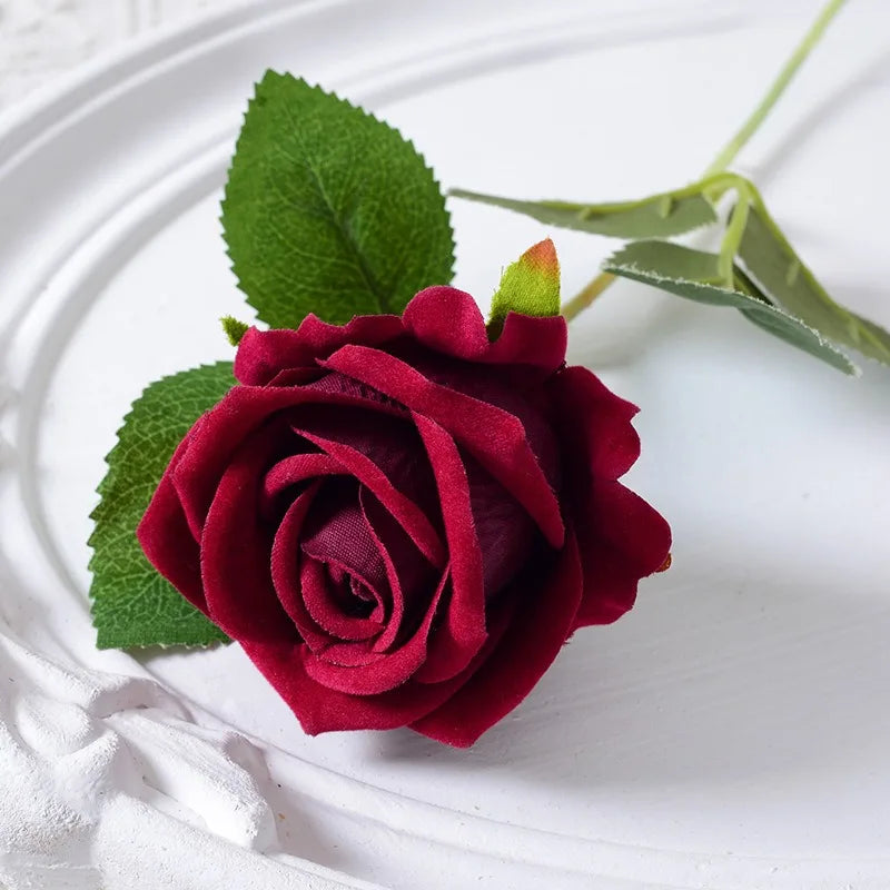 20 stk. Realistisk Velvet Silke Rose Bouquet