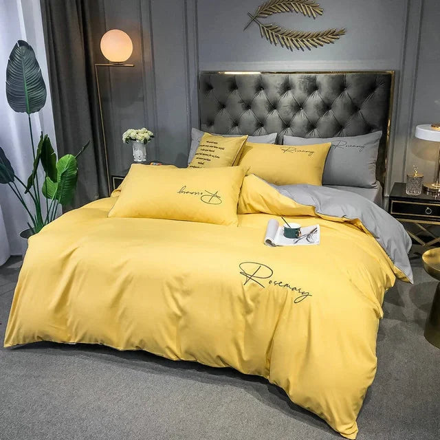EmbroiLux Sengetøj - Elegant luksus dynebetræk med broderedesign