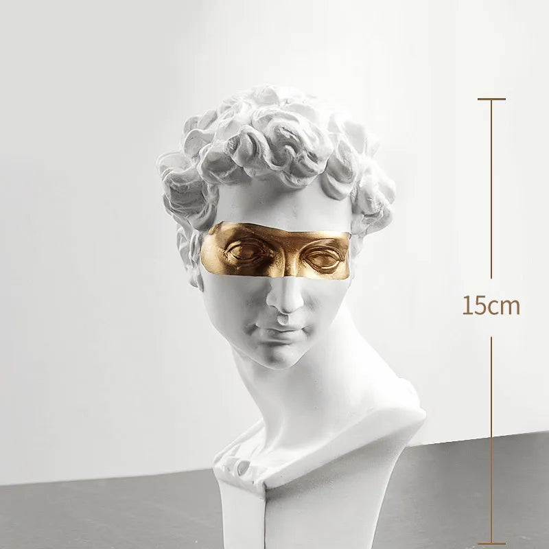 Statuer til dekoration, 15 cm, David, sofabord, hjemmedekoration, ornamenter, byste af et rum lavet af gips, hvid harpiks, dekorativ kunstskulptur