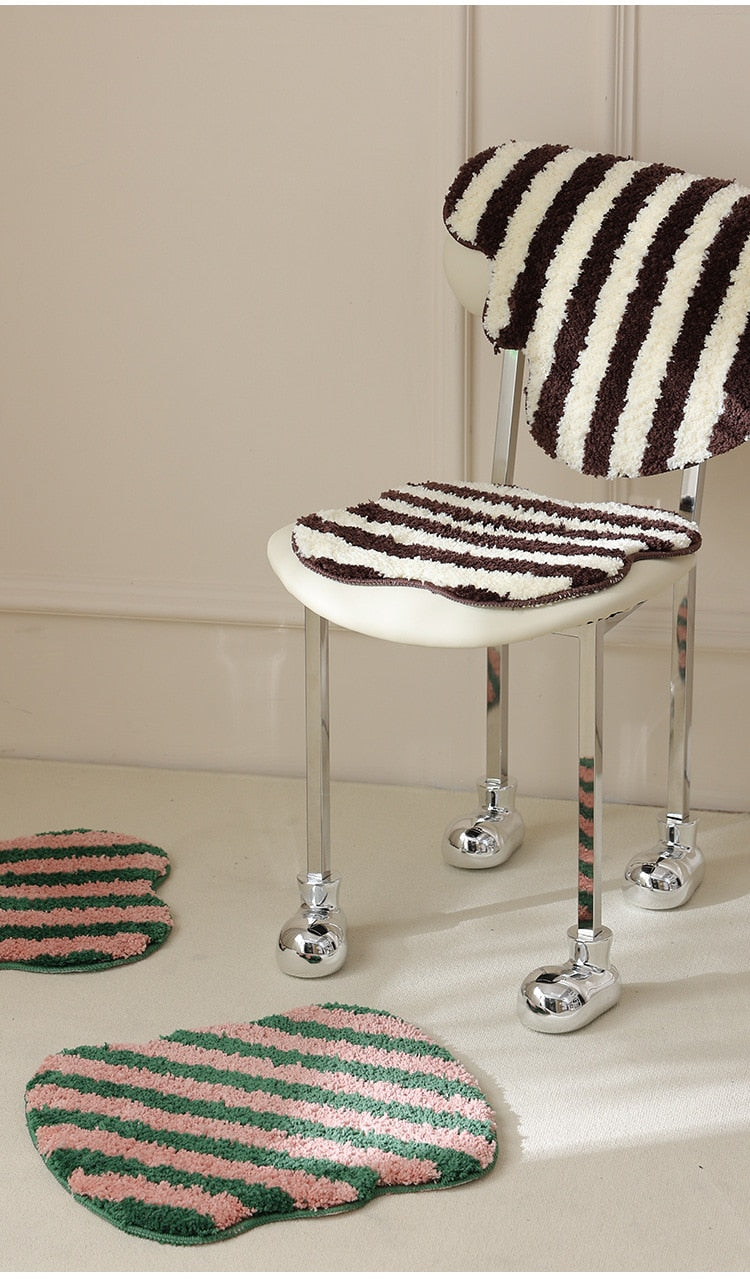 Quilted striped chair cushion