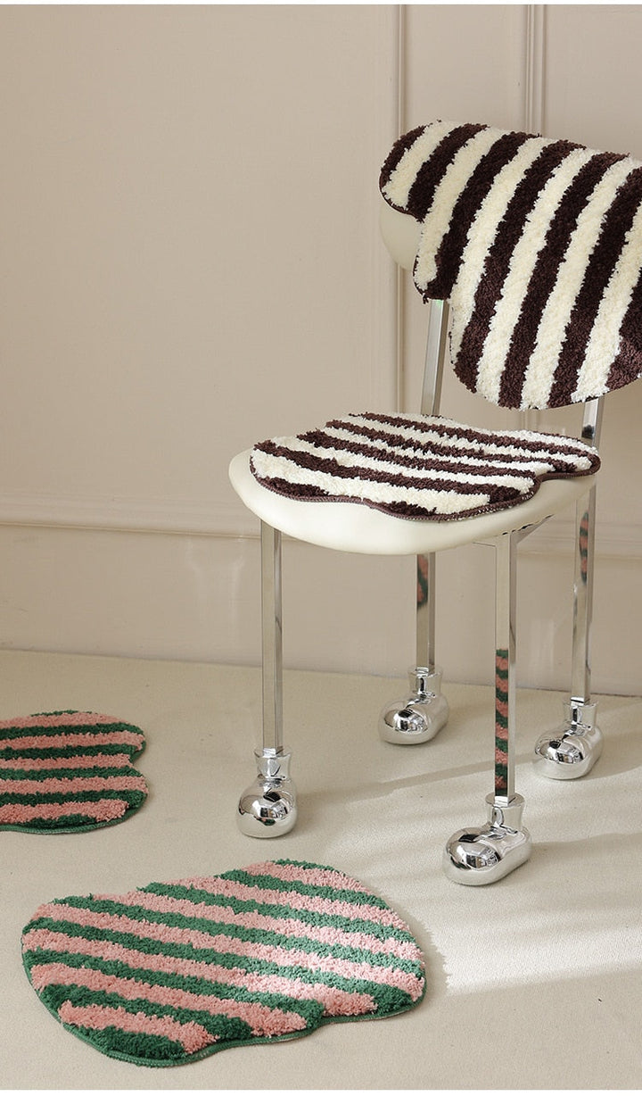 Quilted striped chair cushion