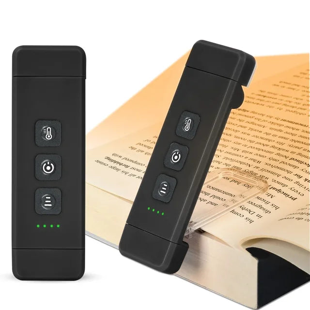Clip-on boglys, USB genopladeligt læselys med timer, bærbart LED bogmærke lys til natbord og skrivebord