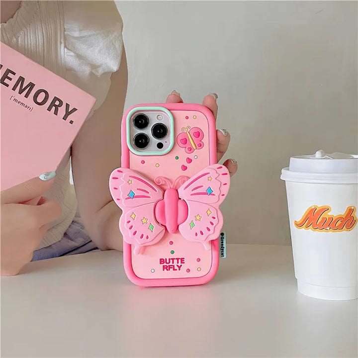 Skøn 3D Foldet Sommerfugl Stødabsorberende iPhone Cover
