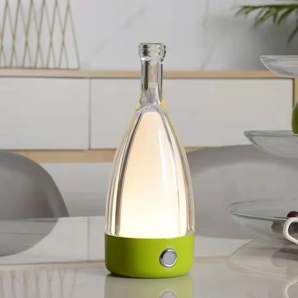 Vinflaske Bordlampe med Bluetooth Højttaler – Genopladelig Moderne Natlampe