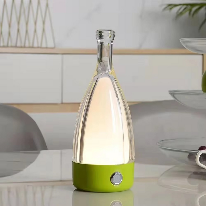 Vinflaske Bordlampe med Bluetooth Højttaler – Genopladelig Moderne Natlampe