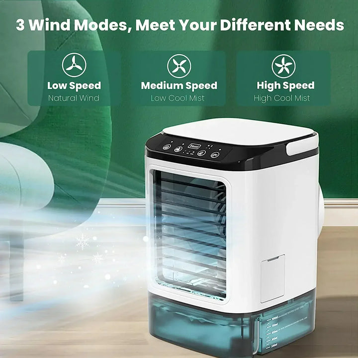 Bærbar Airconditioner Fan Desktop Dobbelt Spray Ultralyds Atomisering 3-Hastigheds Støjsvag Luftkøler Nattelys Elektrisk Fan til Hjemmet |