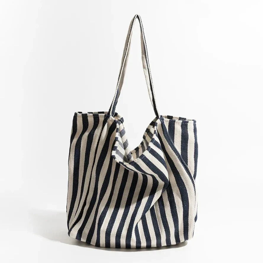 Stribet linned tote bag