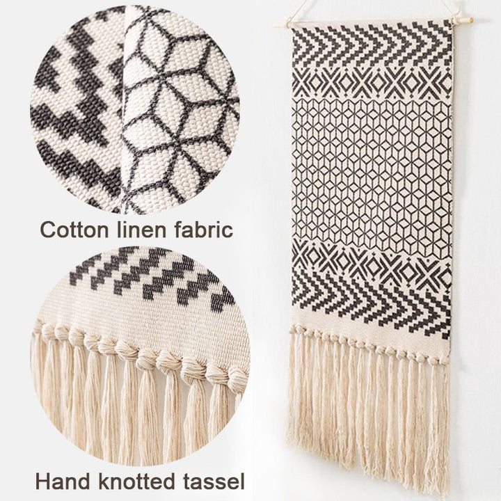 Bohemsk Væg Tapestry, Makrame Vægophæng, Hjem Deko, Bomulds Linned Frynse, Håndlavet, Vævet, Geometrisk Lærred Kunst, Baggrund Væg Tapestries