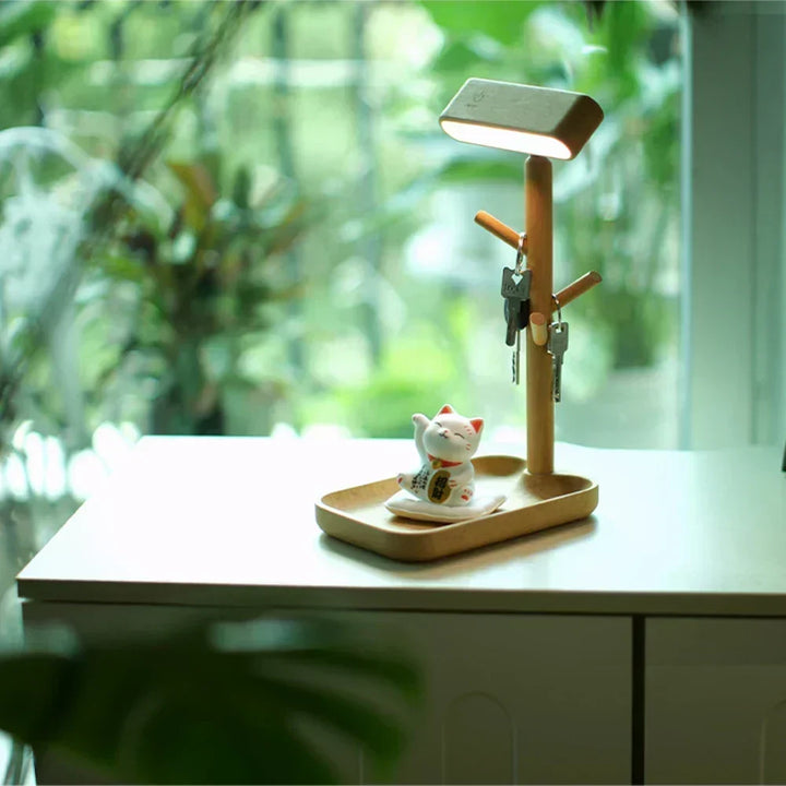Elegant dæmpbar bordlampe med opbevaring