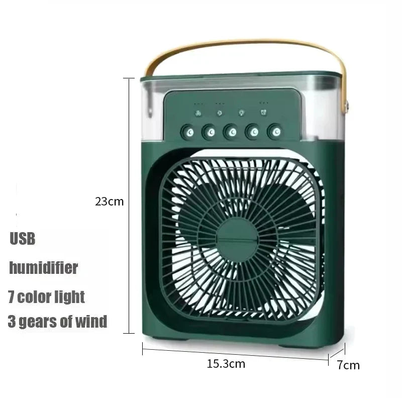 3-i-1 Mini Air Cooler Fan – Bærbar Husholdningsklimaanlæg med LED Natlys, Luftfugter og Justerbar Luft til Hjem &amp; Kontor |