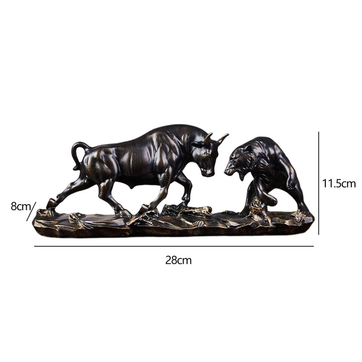 Feng Shui Bjørn og Tyr Statue, Tyr Figur, Samling Ko Skulpturer Dyr