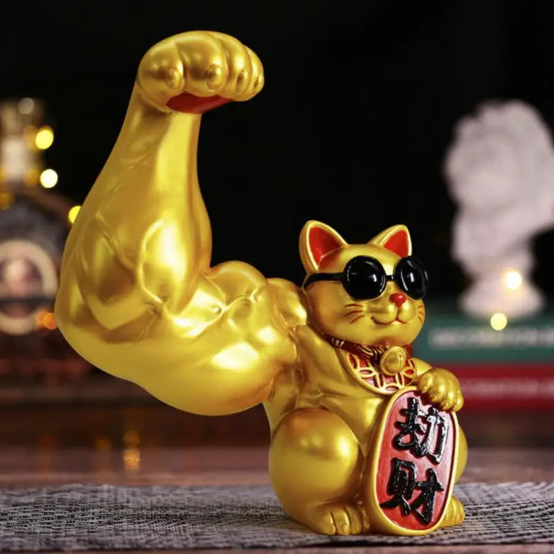 Stor hånd, lykkelig rigdom, viftende kat, guldfarvet viftende håndkat, hjemmeindretning, velkomment viftende kat, skulptur, statue, dekoration, bilornament, gave til butikker