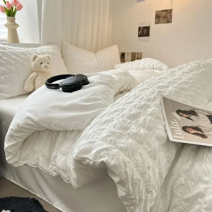 ChicParis | Seersucker Sengetøjssæt – Let, Blødt &amp; Elegant Fransk-Style Dynecover Sæt