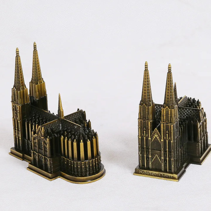 Köln Katedral Model Metal Antik Bronze Tyskland Köln Katedral Bygning Figurer Verdensberømt Landemærke Arkitektur Dekoration