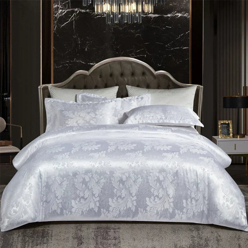 Satin Rayon Jacquard Dynebetræk Sæt 264x229cm – Luksus Sommer Sengetøj til Komfortabel Søvn &amp; Hjemmeindretning