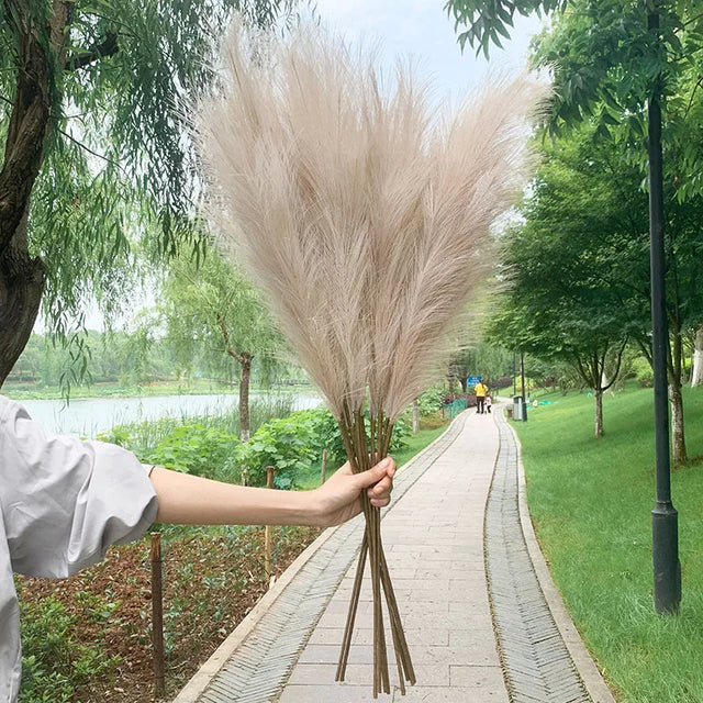 5 stk 100 cm Kunstig Pampas Græs Tørret Blomster Bouquet Bryllup Fest Dekoration Hjem Rum DIY Kunstige Planter Dekorationsmaterialer