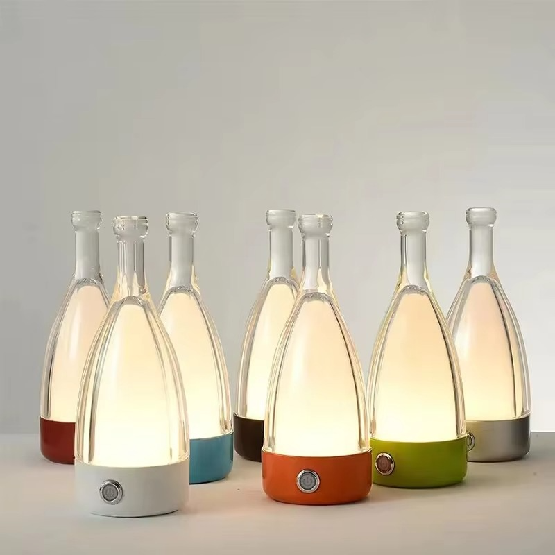 Vinflaske Bordlampe med Bluetooth Højttaler – Genopladelig Moderne Natlampe