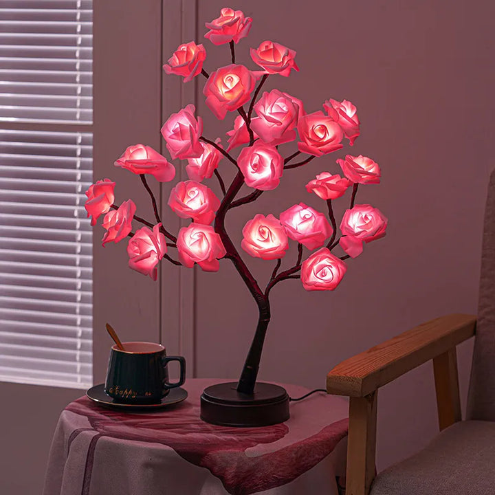 RGB Rose Blomst Træ Lys 24LED USB Batteri Bordlampe Fe Natlys Hjem Fest Jul Bryllup Soveværelse Dekoration Gave