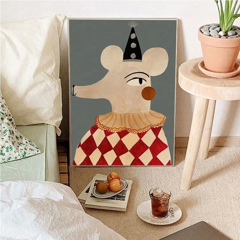 Vintage Tegneserie Lærred Kunst