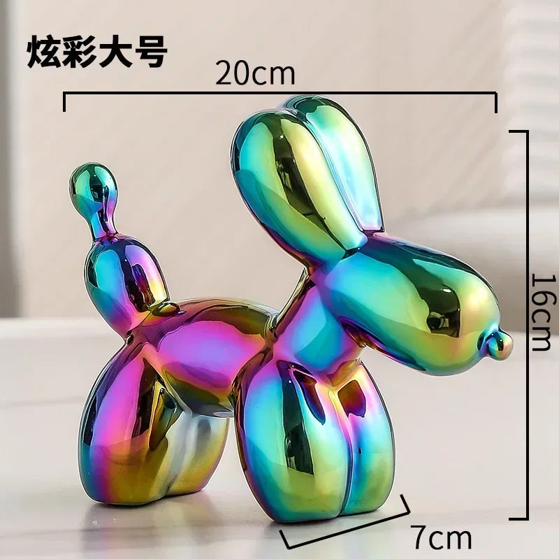 Nordisk Keramisk Ballonhund Skulptur Guld Dyre Dekoration Statue Stue Ornamenter Kreativ Skrivebords Ornament Hjem Deko
