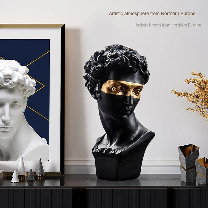 Statuer til dekoration, 15 cm, David, sofabord, hjemmedekoration, ornamenter, byste af et rum lavet af gips, hvid harpiks, dekorativ kunstskulptur