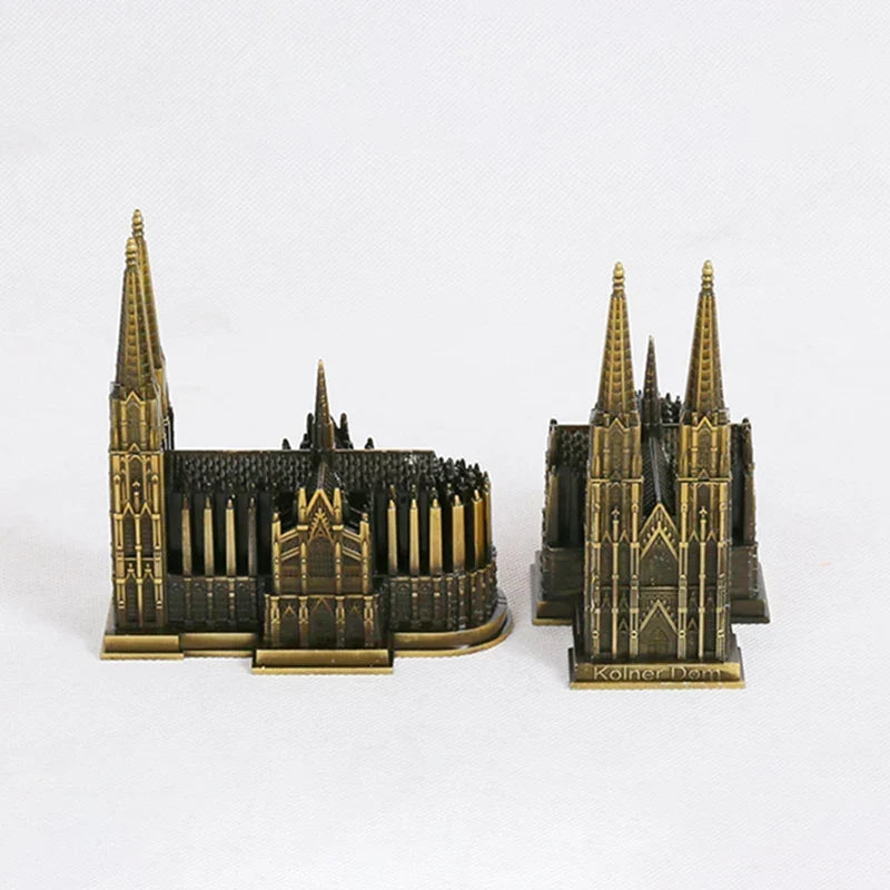 Köln Katedral Model Metal Antik Bronze Tyskland Köln Katedral Bygning Figurer Verdensberømt Landemærke Arkitektur Dekoration