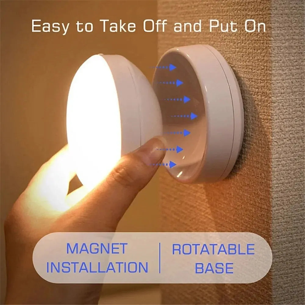 LumiFlex360 LED Natlampe | Bevægelsessensor | 360° Rotérbar | Genopladelig | Magnetisk &amp; Trådløs
