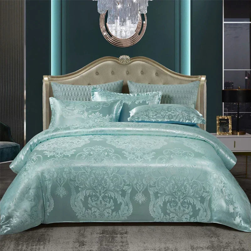Satin Rayon Jacquard Dynebetræk Sæt 264x229cm – Luksus Sommer Sengetøj til Komfortabel Søvn &amp; Hjemmeindretning
