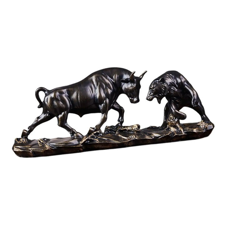 Feng Shui Bjørn og Tyr Statue, Tyr Figur, Samling Ko Skulpturer Dyr