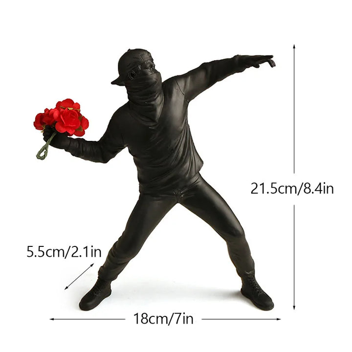 Dropshipping Banksy Skulptur Samling Blomster Kast Statue Pop Art Moderne Ballon Pige Figurine Kontor Hjem Dekoration