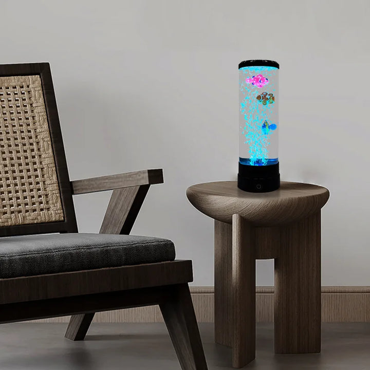 Simuleret LED farverig stor boble fiskelampe akvarium tank USB natlys til hjemmekontor, soveværelse, stue