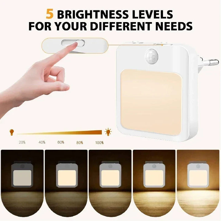 Sensilux Mini LED Natlys | Med Bevægelsessensor | Varm &amp; Kold Hvid | Til Gang, Soveværelse &amp; Badeværelse