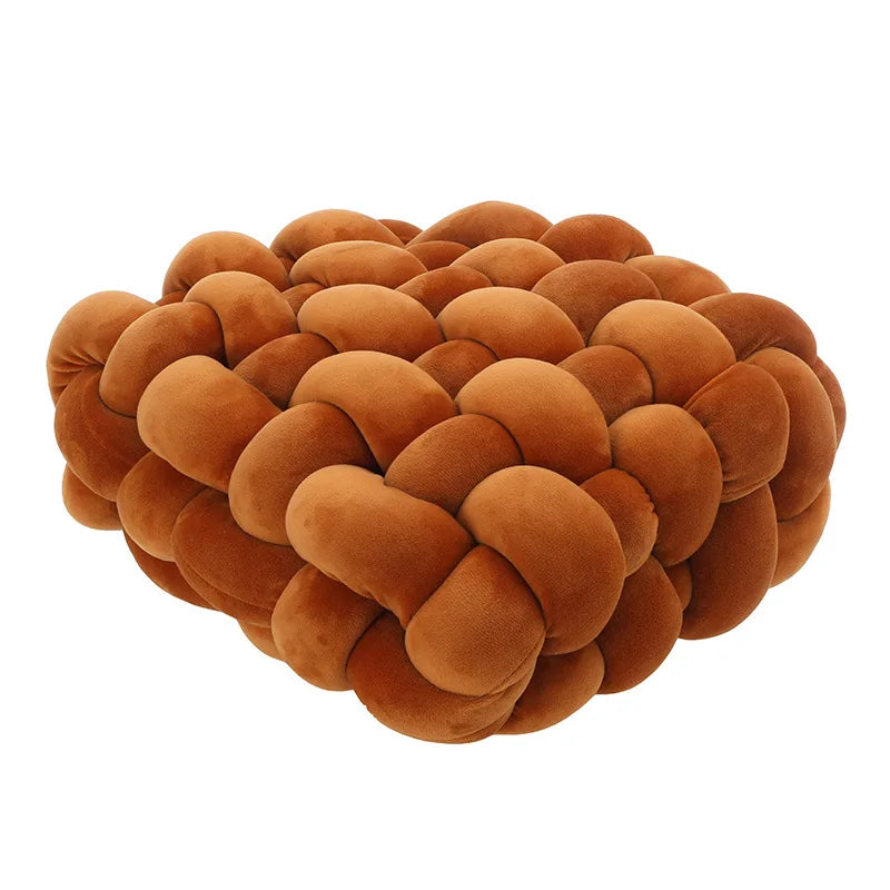 Stue Blød Plush Knude Pude Sofa Pude Ensfarvet Kvadrat Håndvævet Hjem Kaste Pude Kvadrat Vævet Sæde Pude