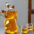 Katteformet Glaskaraffel med Stopper Flaske Drikkeglas Dispenser Karaffel 1000ml til Middagsfest Dekoration Gave