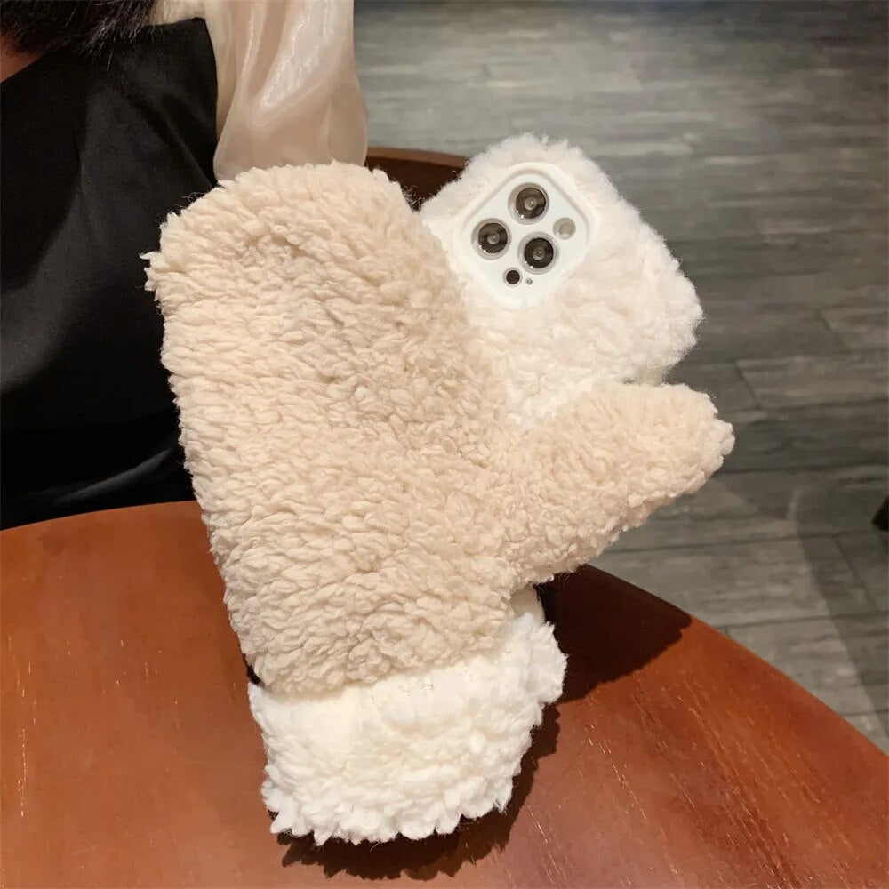 Fluffy Fur iPhone Cover Handske