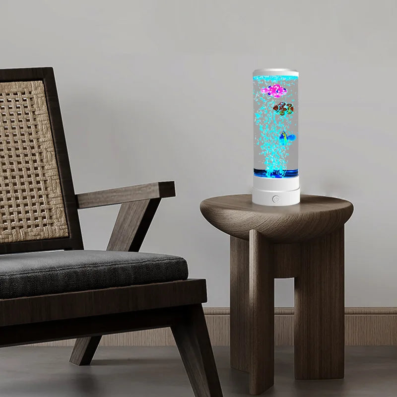 Simuleret LED farverig stor boble fiskelampe akvarium tank USB natlys til hjemmekontor, soveværelse, stue