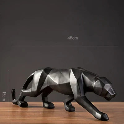 Panther Statue, Dyrefigur, Abstrakt Geometrisk Stil, Harpiks, Leopard Skulptur, Hjemmekontor, Skrivebordsdekoration, Håndværk