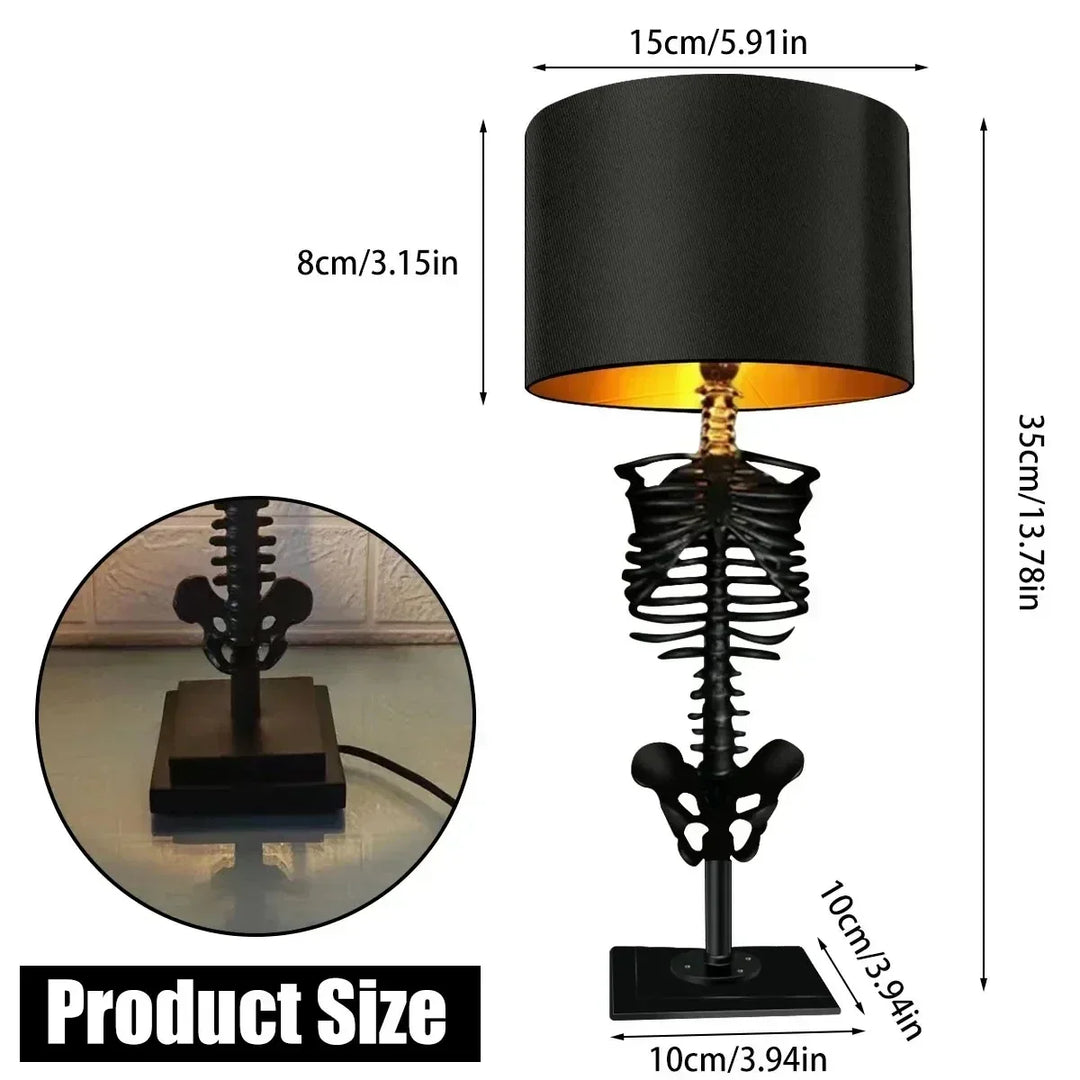 Kraniu Tablelampe Skelet Horror 3D Statue Kreativ Fest Ornament Requisit Halloween Dekoration Atmosfære Lampe Nattelys
