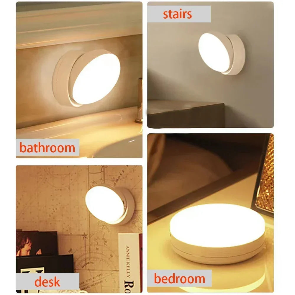 LumiFlex360 LED Natlampe | Bevægelsessensor | 360° Rotérbar | Genopladelig | Magnetisk &amp; Trådløs
