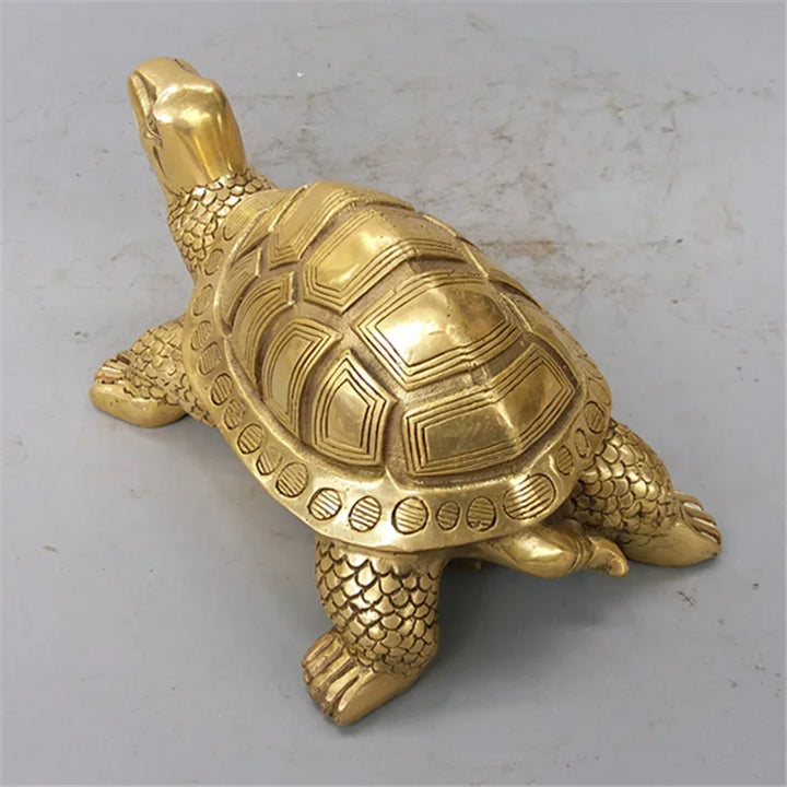 Messing Feng Shui Skildpadde Statue Heldigt Dyr Skulptur for Lang Leve Hjem Kontor Dekoration Figurin Gave Studie Ornament