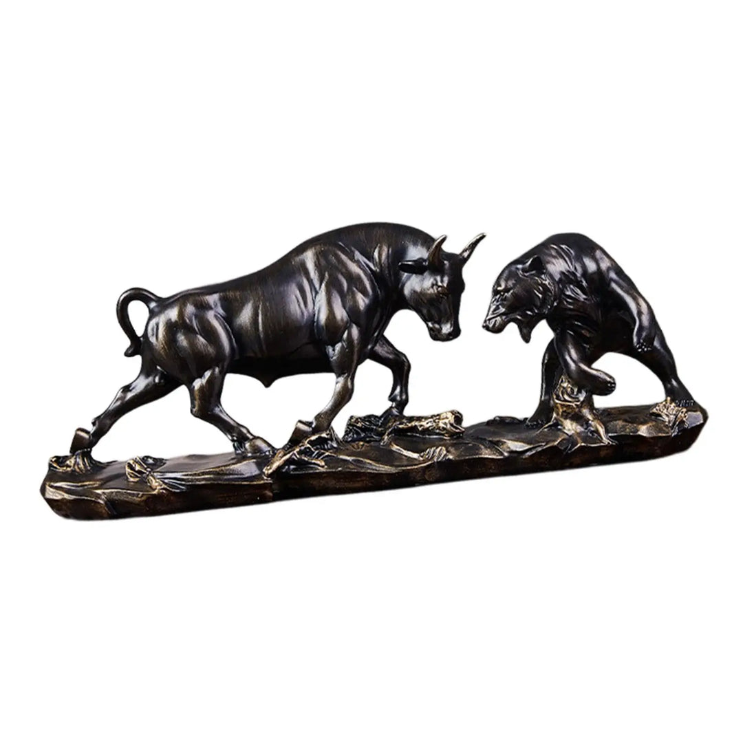 Feng Shui Bjørn og Tyr Statue, Tyr Figur, Samling Ko Skulpturer Dyr