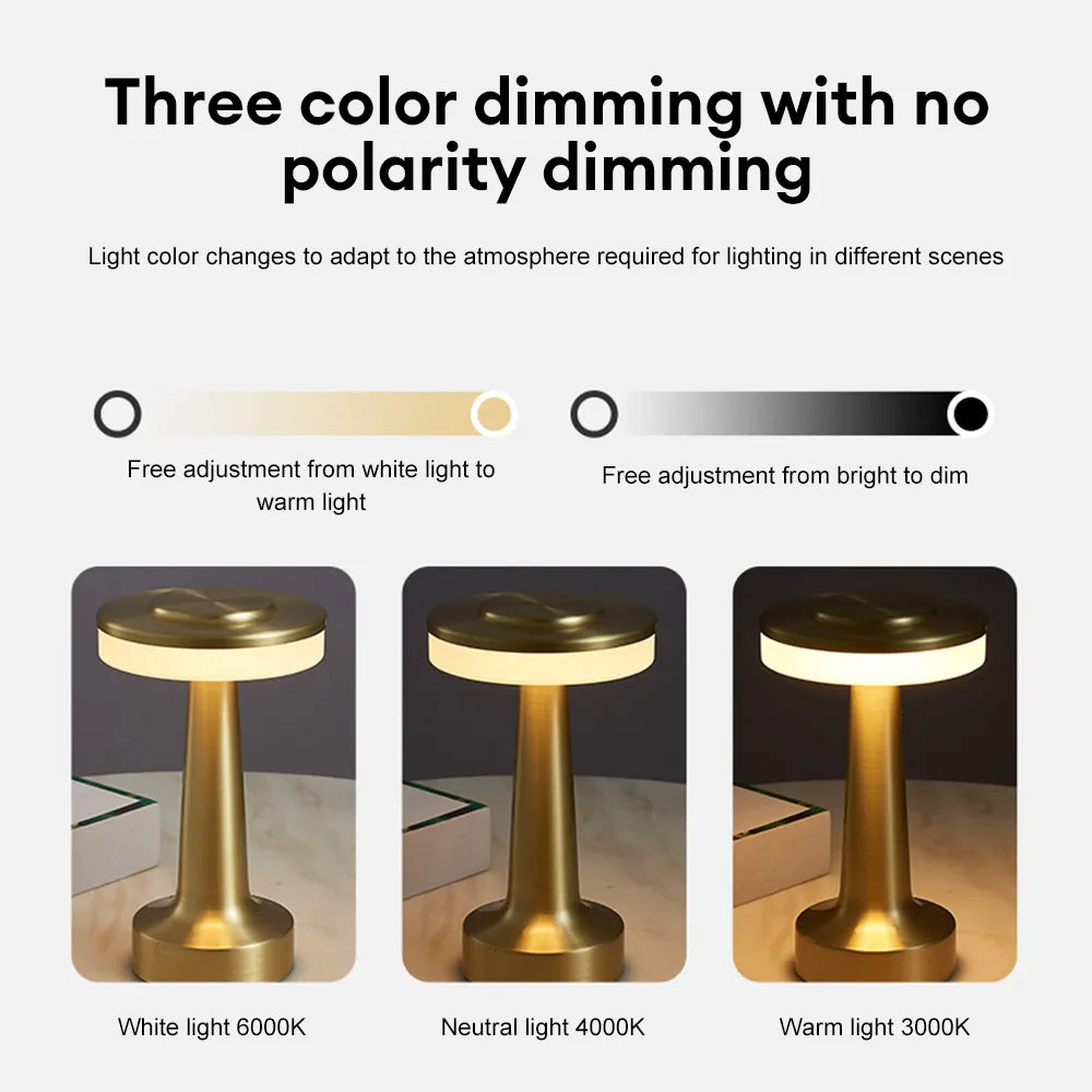 Retro LED Bordlampe USB Genopladelig Uendeligt Dæmpbar Nattelys Campinglampe Egnet til Bar Lampe, Soveværelses Ambient Lys
